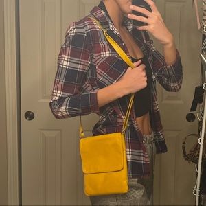 Yellow leather crossbody bag
